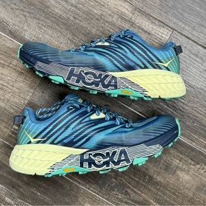 Hoka One One Speedgoat 4 Trail Running Shoes Blue Green Women’s Sz 7